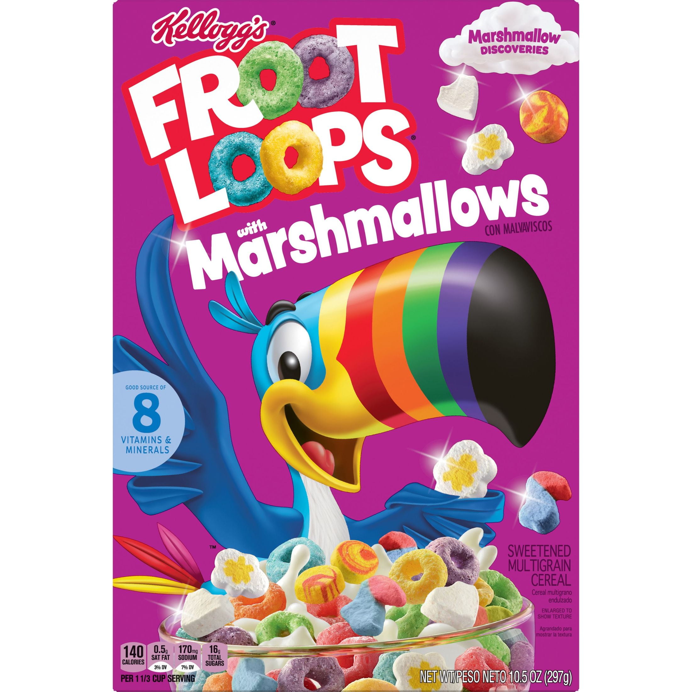  (Discontinued Version) Kellogg's Froot Loops Breakfast Cereal  with Fruity Shaped Marshmallows, Low Fat, 12.6 oz Box(Pack of 4): Cold  Breakfast Cereals