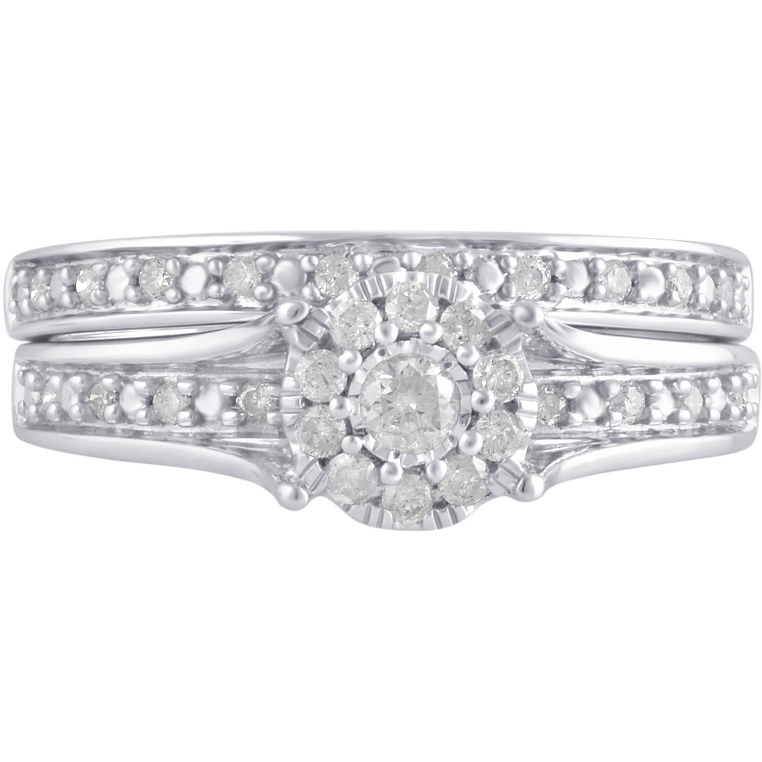 Brilliance 1/3 Carat Diamond Composite Women's Bridal Ring Set 10K White Gold (I-J, I2-I3)