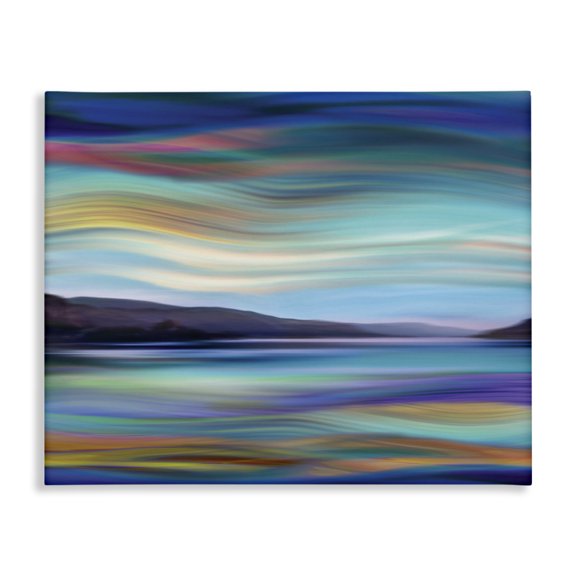 Stupell Industries Modern Mountain Lake Landscape Fluid Abstract Waves Canvas Art, 20 x 16, by Annie Campbell