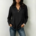 thumbnail image 6 of Asxite Womens Fall Tops Solid Casual Lapel Collar Button Down Long Sleeve Shirts, 6 of 6