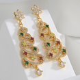 thumbnail image 1 of Pendientes de borlas de árbol de Navidad coloridos europeos y americanos, dulces, sencillos, huecos, largos, accesorios navideños, pendientes de estrella, 1 of 6