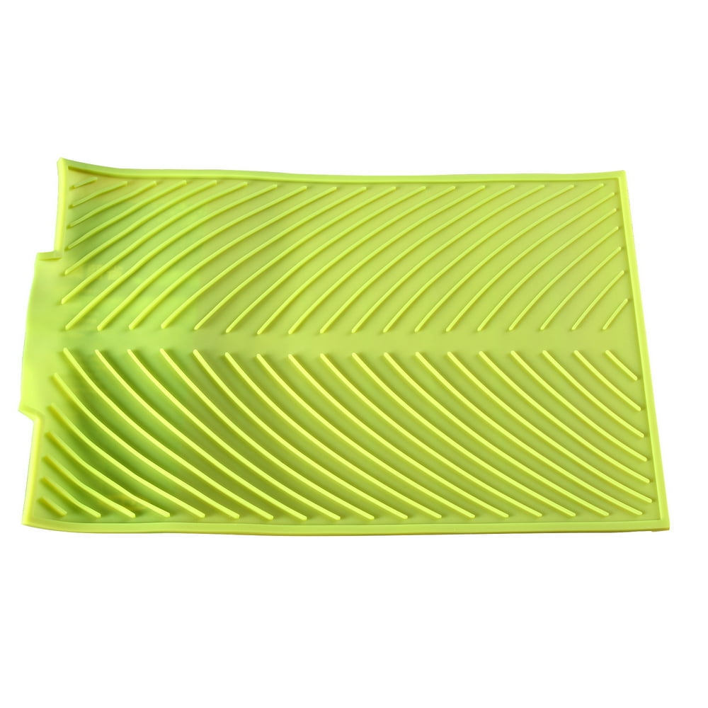 Green Silicone Drying Mat with Edge Drainer