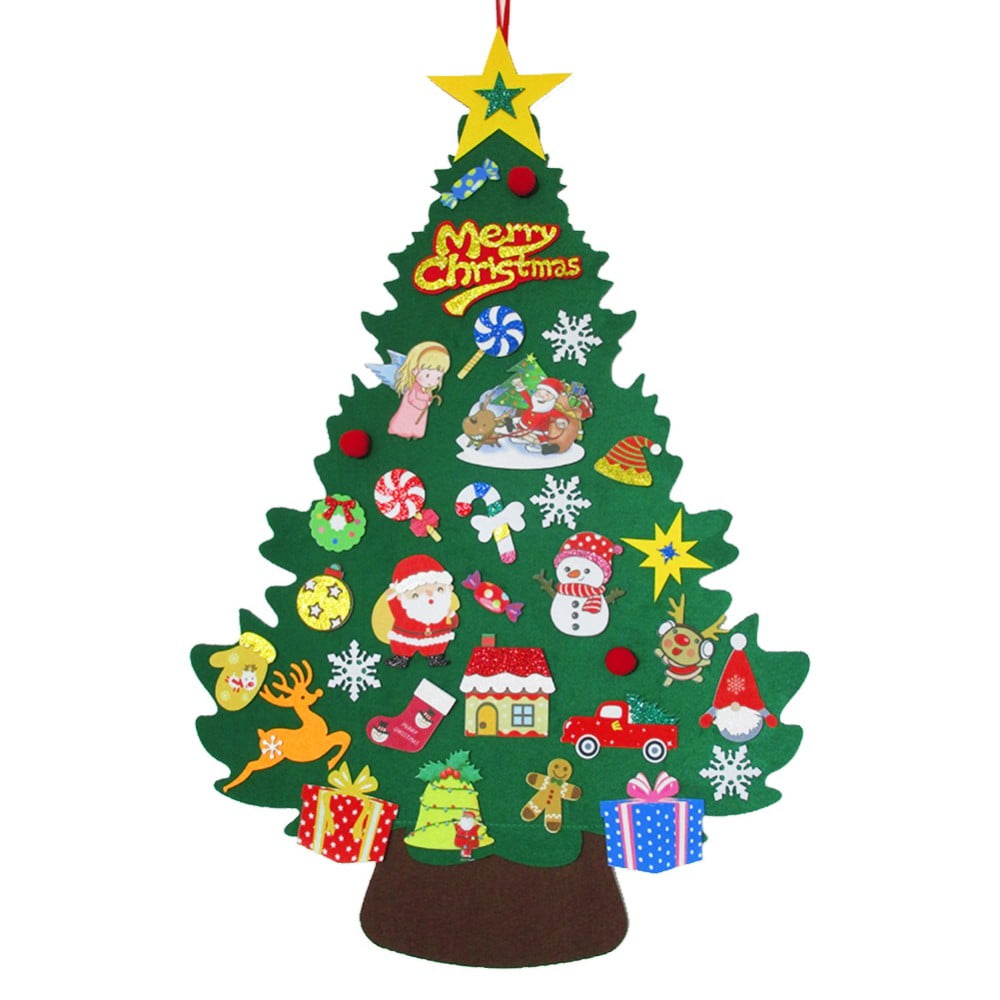 DIY Felt Christmas Tree with Ornaments, 3ft Felt Christmas Tree for