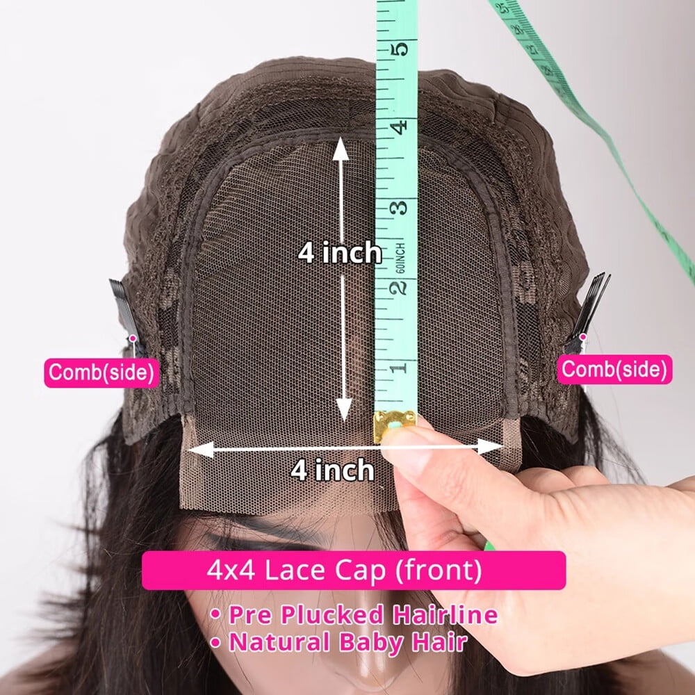 DOPI Body Wave Frontal Wig 4x4 Lace Front Wigs for Black Women Human Hair 180% Density Pre Plucked Glueless Brazilian Hair Wet and Wavy Natural Color 12 Inch