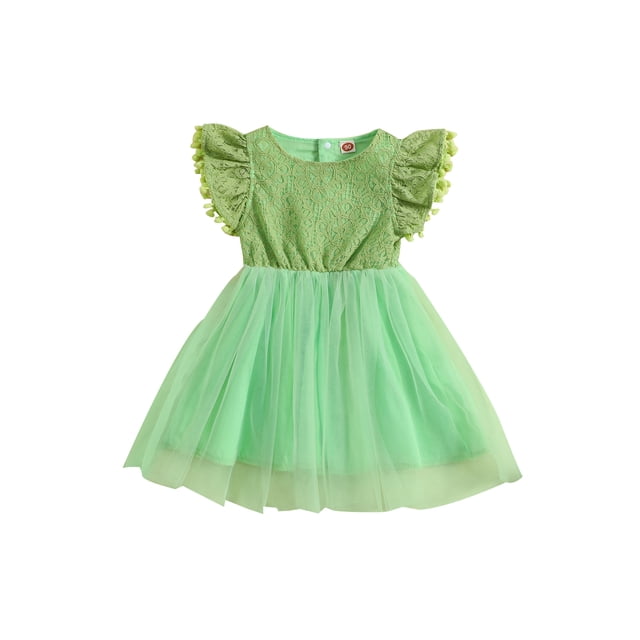 xiaxaixu Enfants Filles Robes, Manches Courtes Col Rond Dentelle Floral Tulle Princesse une Partie Doublé Robe de Taille Haute