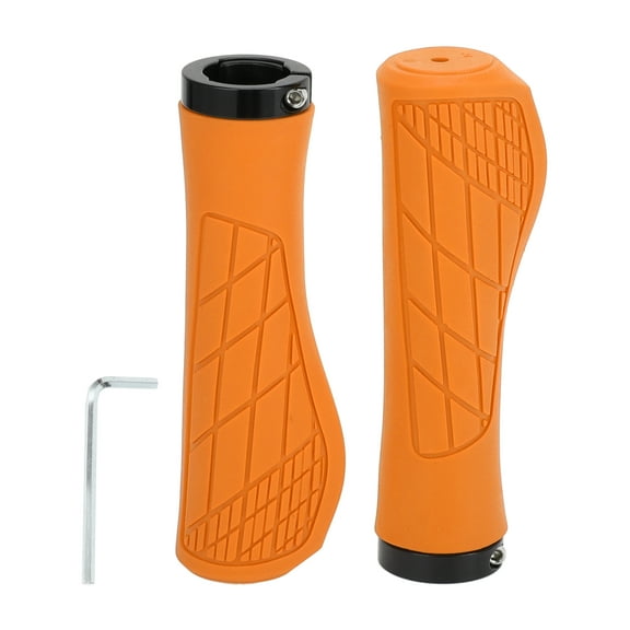 Unique Bargains Bike Handlebar Grips Covers 134mm Long Soft Bicycle End Grips Protector Orange 1 Pair