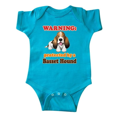 

Inktastic Protected by a Basset Hound Funny Dog Gift Baby Boy or Baby Girl Bodysuit
