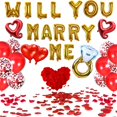 thumbnail image 3 of Set, Will You Marry Me Decorative Balloons Rose Golden/Golden, Wedding Proposal Decorative Creative Balloons Will You Marry Me Logo Banner, Rhinestone Ring Engagement Balloons, Red Heart Balloons Hook, 3 of 4