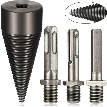 

Firewood Log Splitter 4PCS Wood Log Splitter Firewood Detachable Drill Bit Heavy Duty Electric Drills Screw Cone Driver Hex + Square + Round 32mm/1.26inch
