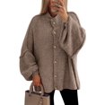 thumbnail image 1 of Suéter PRETTYGARDEN Camel con Botones y Mangas Farol XL, 1 of 8