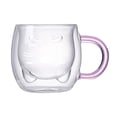 thumbnail image 3 of Vaso de vidrio antiescaldamiento, soplado a mano, resistente al calor, con forma de oreja de gato. Linea blanca, 3 of 9