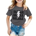 thumbnail image 1 of NINGMENG Hauts et T-Shirts pour Filles, Été, Fête des Mères, Imprimé Lettre, Col Rond, Manches Courtes, Ample, Décontracté, Gris, 8-9 Ans, 1 of 4