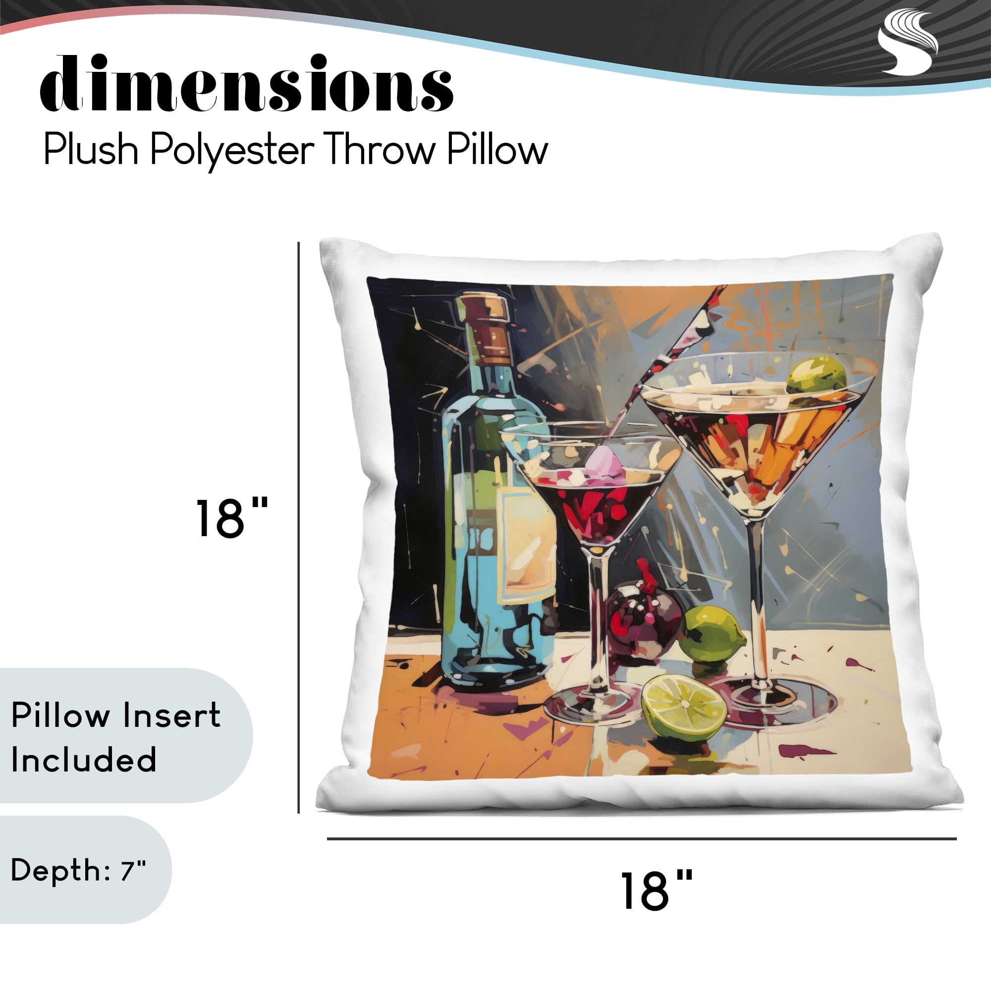 Stupell Industries Every Sip of Martini Night Decorative Printed Throw Pillow, design by Lazar Studio, 18 x 7 x 18