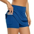 thumbnail image 2 of 2 In 1 Shorts Crossover High Waisted Tennis Skirt Summer for Athletic Gym Running Shorts with Liner Pockets,Blue,XXXXL, 2 of 4