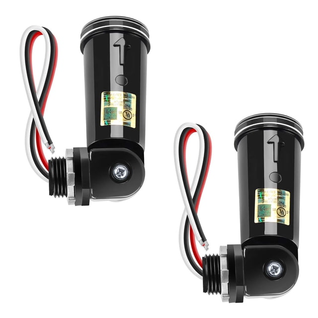 Sensor de fotocélula, paquete de 2 sensores de luz exterior, 110-240 V