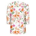 thumbnail image 6 of Sevevn Women's Round Neck Button 3/4 Quarter Sleeve Top Family Gifts Beige Floral M, 6 of 7