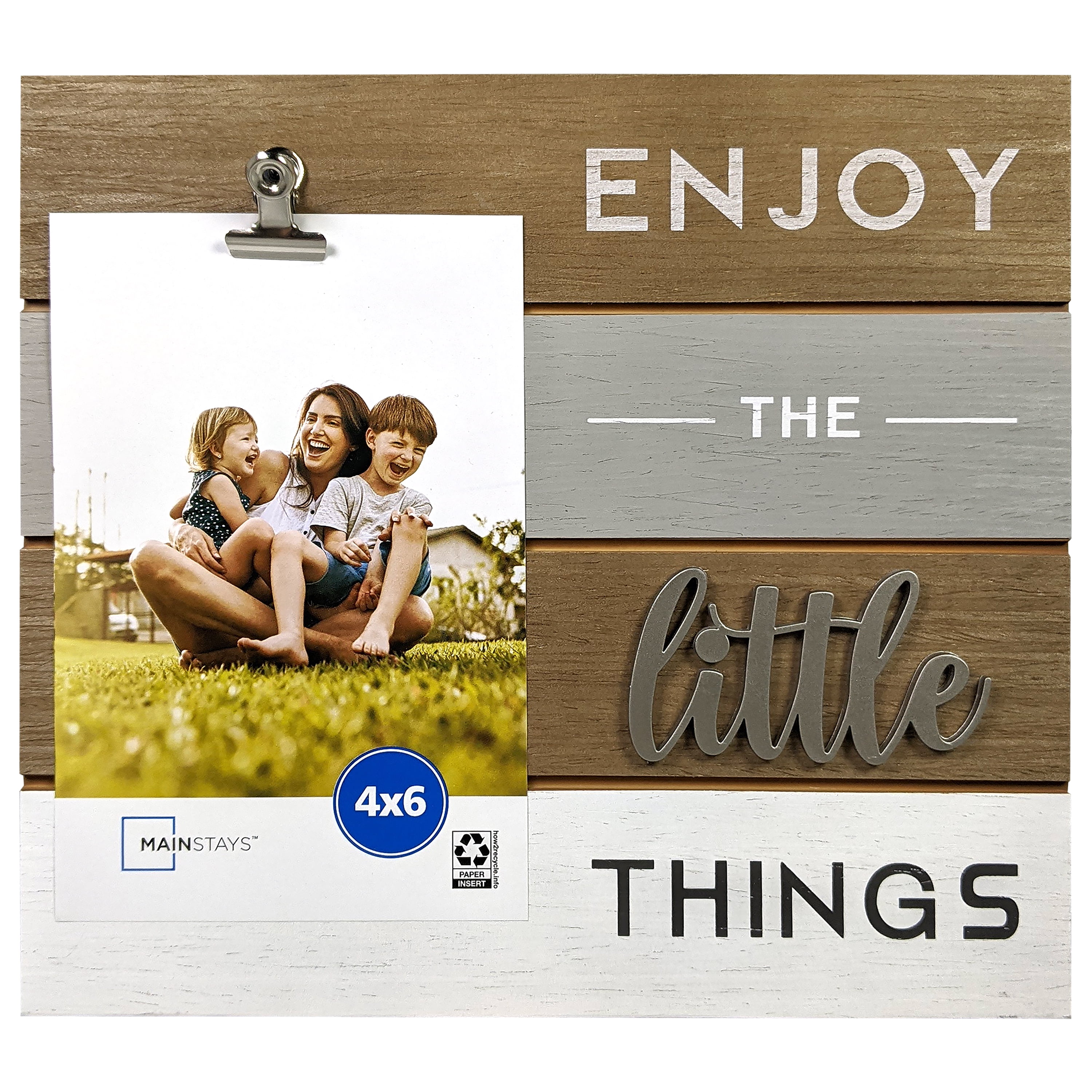 Mainstays 4x6 Sentiment Plank Clip Tabletop Picture Frame