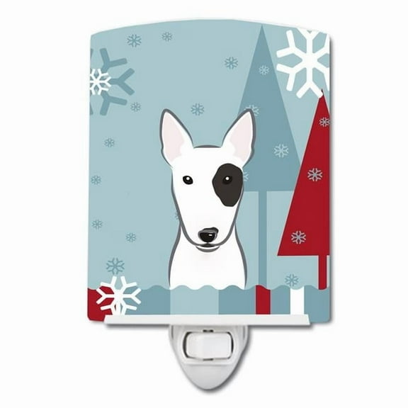 Caroline's Treasures BB1705CNL Winter Holiday Bull Terrier Ceramic Night Light, 6x4x3", multicolor