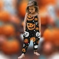 thumbnail image 2 of Zwiiyzr 1-6 Years Toddler Baby Girl Jumpsuit One Piece Halloween Sleeveless Strap Romper Harem Pant with Pockets Summer Outfit Baby Clothes Black, 2 of 5
