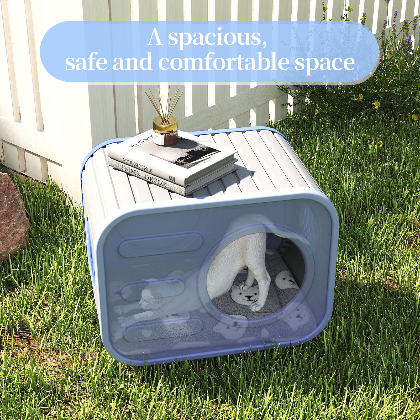 EasyUp Cat House for Indoor & Outdoor Cats, Resin Weatherproof Cat House with Camera-Shaped Design, Versatile for Home & Yard Use