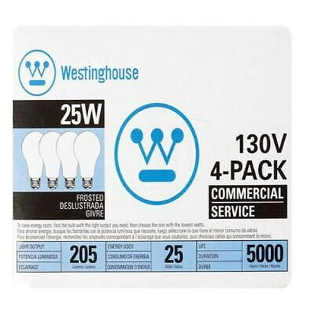 

2Pc Westinghouse 25 W A19 A-Line Incandescent Bulb E26 (Medium) White 4 pk