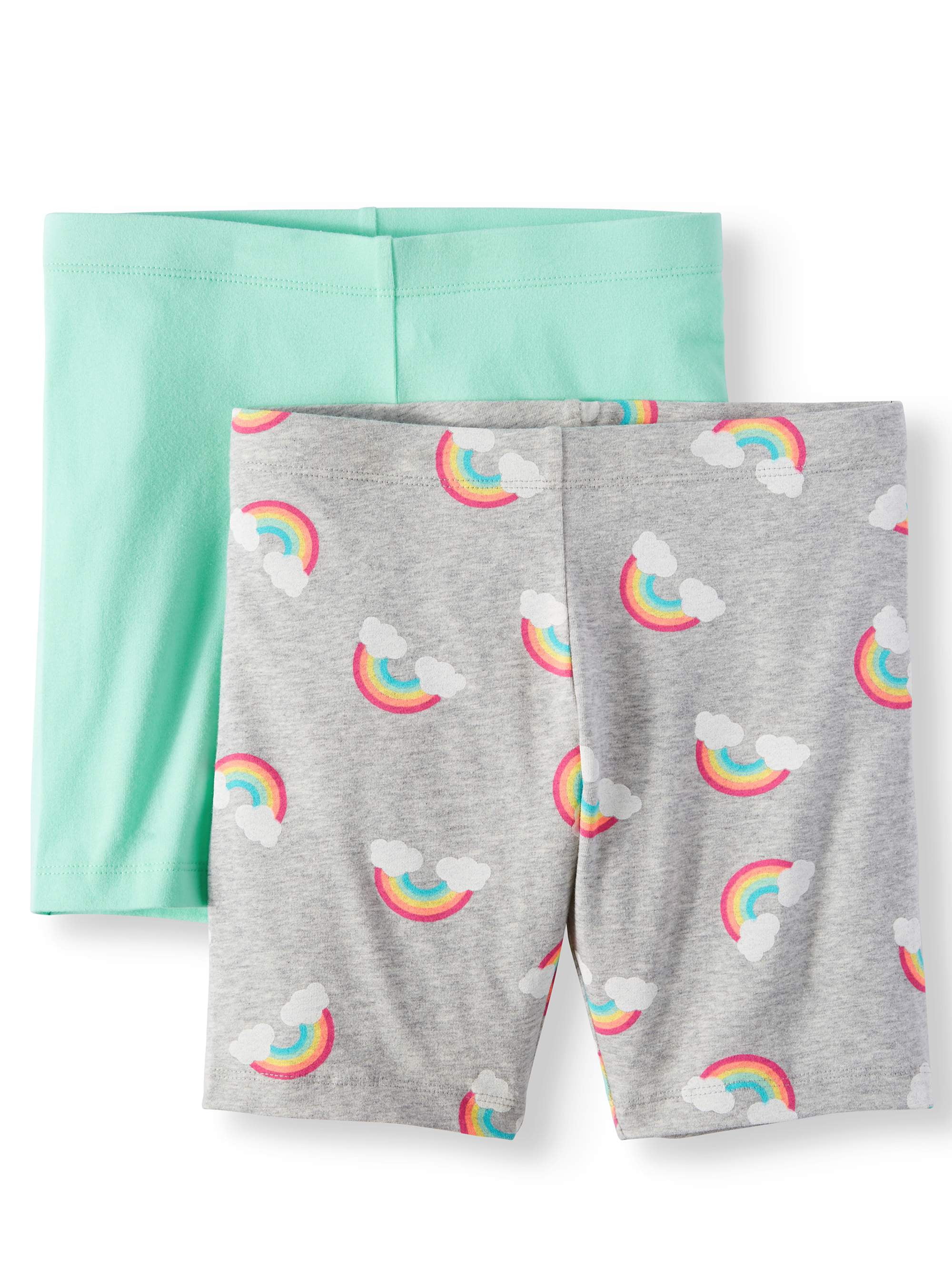 Wonder Nation Solid and Printed Bike Shorts, 2Pack (Little Girls & Big