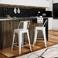 thumbnail image 5 of 24-Inch Metal Stools Set for Counter (2 Pieces) | Supportive Seating for High Top Tables | High-Quality Iron Construction with White Coating | Curved Backs with Vertical Slat for Comfort, 5 of 5