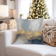 thumbnail image 4 of Ethan Taylor Abstract Throw Pillow Soft Cushion Cover 'Ethereal Horizons Paint Brush Strokes Modern' Transitional Pattern Decorative Square Accent Pillow Case, 18x18 Inches, Gold, Gray, 4 of 5