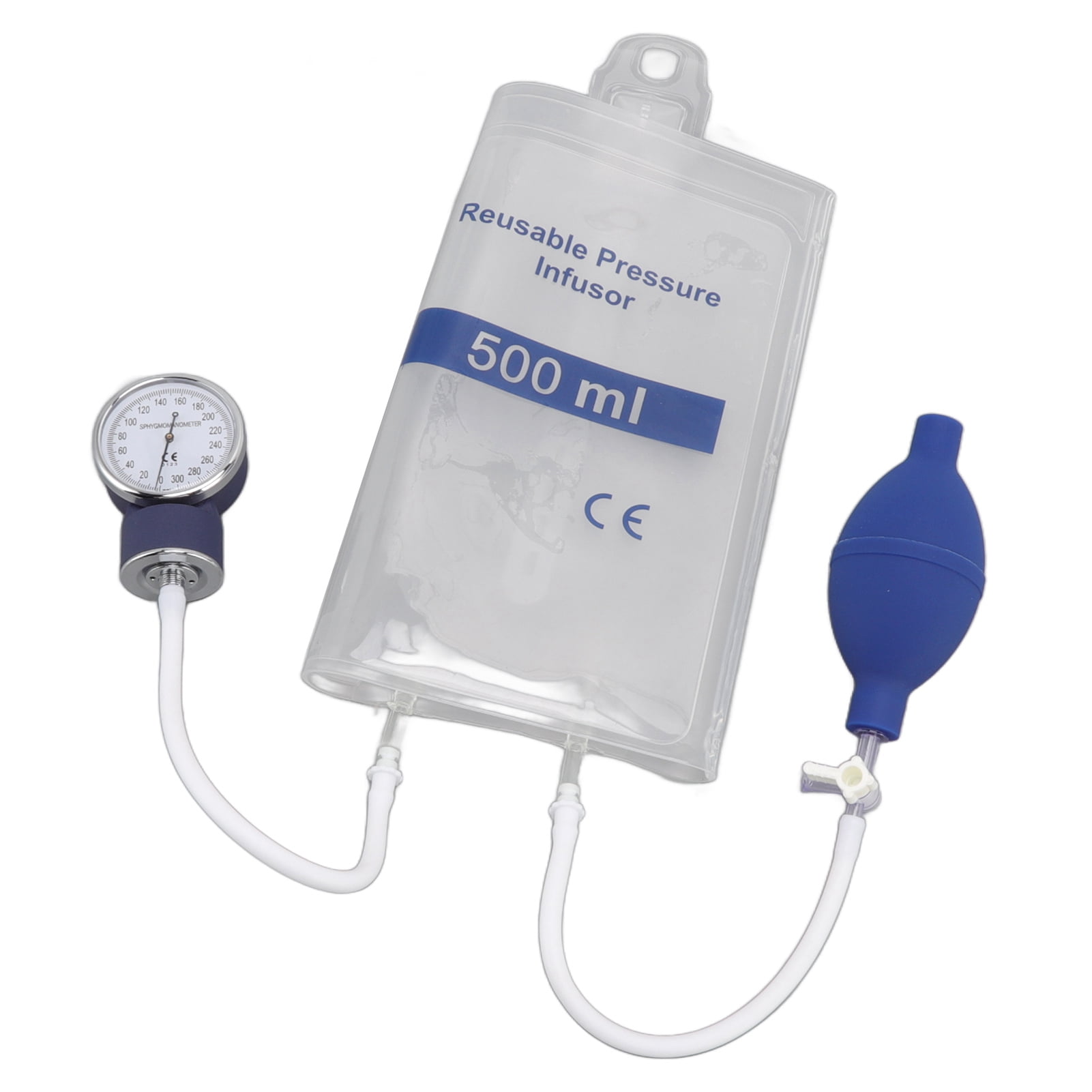 Fluid Infusion Bag, First Aid Kit Bag, 500ML Pressure Infusion Bag Transparent Fluid Pressure Infusion Bag, for Travel Car Home Camping Work Hiking Holiday