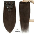 thumbnail image 3 of Benehair 100% Remy Human Hair Clip In Human Hair Extensions Full Head 8 Pcs Invisible Brown Hair Straight Smooth Hair Extensions US 8A Quality CLEARANCE, 3 of 11