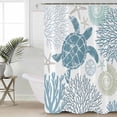 thumbnail image 5 of Summer Shower Curtain, 72" x 72", Teal Blue Khaki Coastal Ocean Sea Turtle Coral Seashell Waterproof Bathroom Curtain Washable Shower Curtain Set with 12 Hooks, 5 of 6