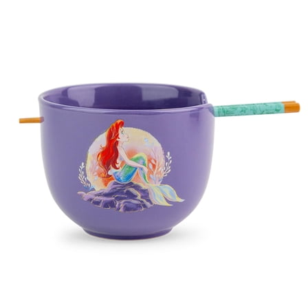 Disney The Little Mermaid Ariel 20-Ounce Ceramic Ramen Bowl and Chopstick Set