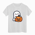 thumbnail image 5 of CAUYDY Halloween Pumpkin Ghost Graphic Pajamas for Kid Girls Short Sleeve Shirt Kids Cute Casual Sleepwear Top Sizes 2-3 Years, 5 of 6