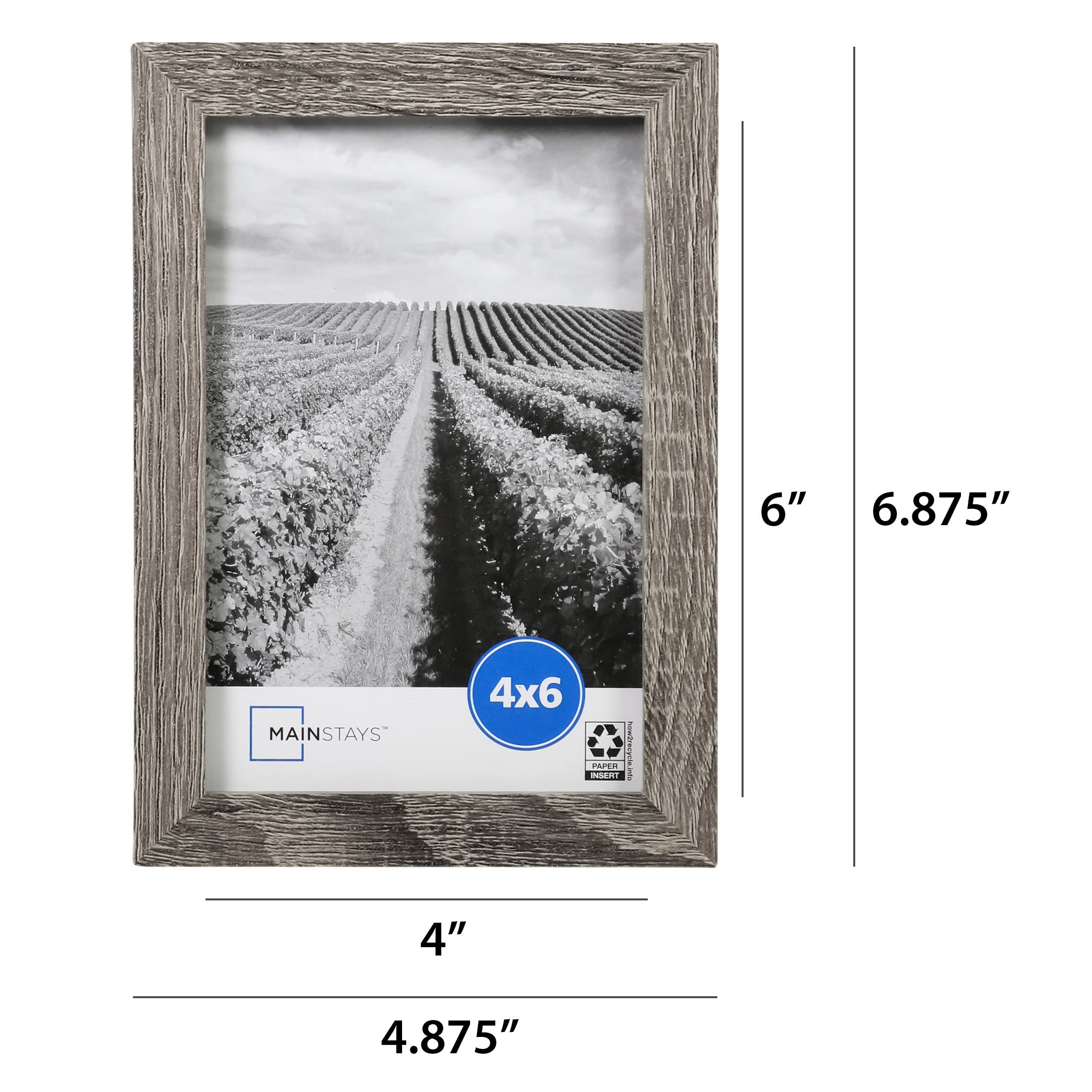 4x6 Picture Frame Set of 4 1.4” Wide Molding & Rustic White Photo
