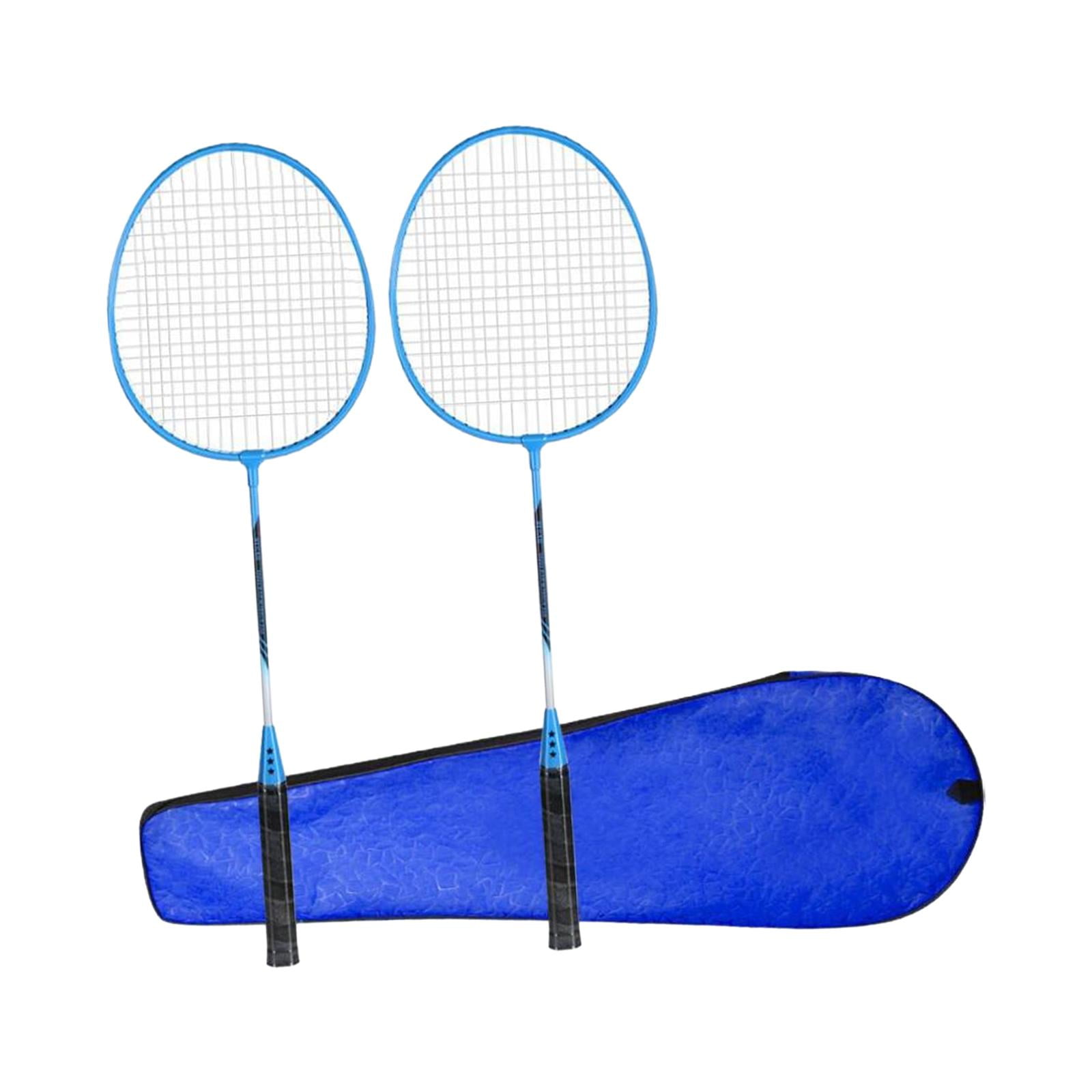 Baoblaze 2Pcs Badminton Rackets Set Badminton Shuttlecock for Couples Beginners Beach blue