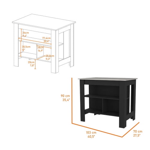 Nmkwnr Kitchen Island Stand Table with 3 Open Shelves