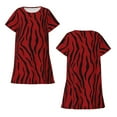 thumbnail image 4 of Red Tiger Print Women'S Nightgown Sleepwear Short Sleeves Nightshirt Loose Comfy Pajama Medium, 4 of 8