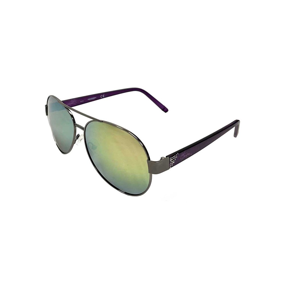 HarleyDavidson Women's Crystal Aviator Sunglasses, Gun Metal Frames