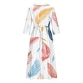 thumbnail image 5 of WFJCJPAF 2025 New Product Dresses for Women Plus Size,Women's Summer Printed Fashion Three-quarter Sleeve Turndown Collar Dress - Sky Blue M, 5 of 5
