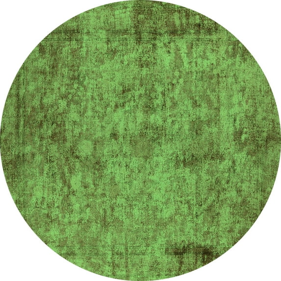 Ahgly Company Indoor Round Oriental Green Industrial Area Rugs, 8' Round