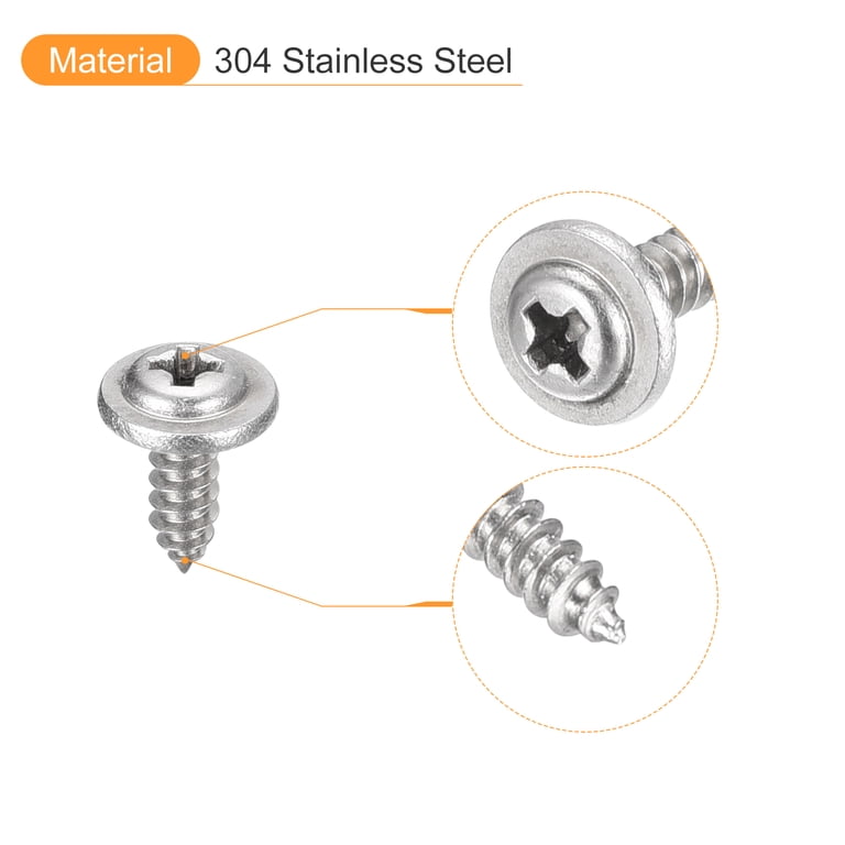 100Pcs M2.6x6mm Flat Head Wood Screws – 304 Stainless Steel Self-Tapping Phillips Drive – Rustproof For Furniture, Woodworking & DIY