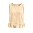 thumbnail image 4 of Pounoo Tank Tops for Women Crew Neck Ruffle Hem Sleeveless Tops for Women Relaxed Fit Beach Resort Cute Casual Tops for Women, 4 of 7