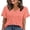 Watermelon Pink, variant on Womens Summer Tops Short Petal Sleeve Shirts Fashion V Neck Womens Clothing White