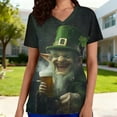 thumbnail image 2 of Kilaqueen St. Patrick's Print Scrubs for Women Short Sleeve V Neck Medical Nursing Shirts with Pockets, 2 of 6