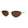 thumbnail image 4 of Womens Rimless Metal Rim Cat Eye Pyramid Stud Jewel Arm Sunglasses Gold - Brown, 4 of 8