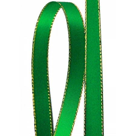 Swarovski Emerald Green Cufflinks - Emerald Green Solid Color 3/8-Inch Gold Edge Ribbon, 50-Yards