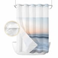 thumbnail image 2 of Summer Beach No Hook Shower Curtain Waterproof, Bathroom Curtains with Snap in Liners and See Through Top Window, Coastal Nautical Seaside Ocean Hotel Style Bathtub Curtains Shower 48"Wx72"L, 2 of 8