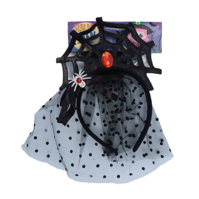 Diademas Way to Celebrate Artículo para Disfraz con Diseño de Telaraña y Velo de 27 x 16cm 1 Pieza Negra