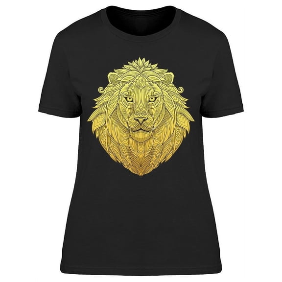 Lion Face With Tribal Tatoos T-Shirt Women -Image by Shutterstock, Female 3X-Large
