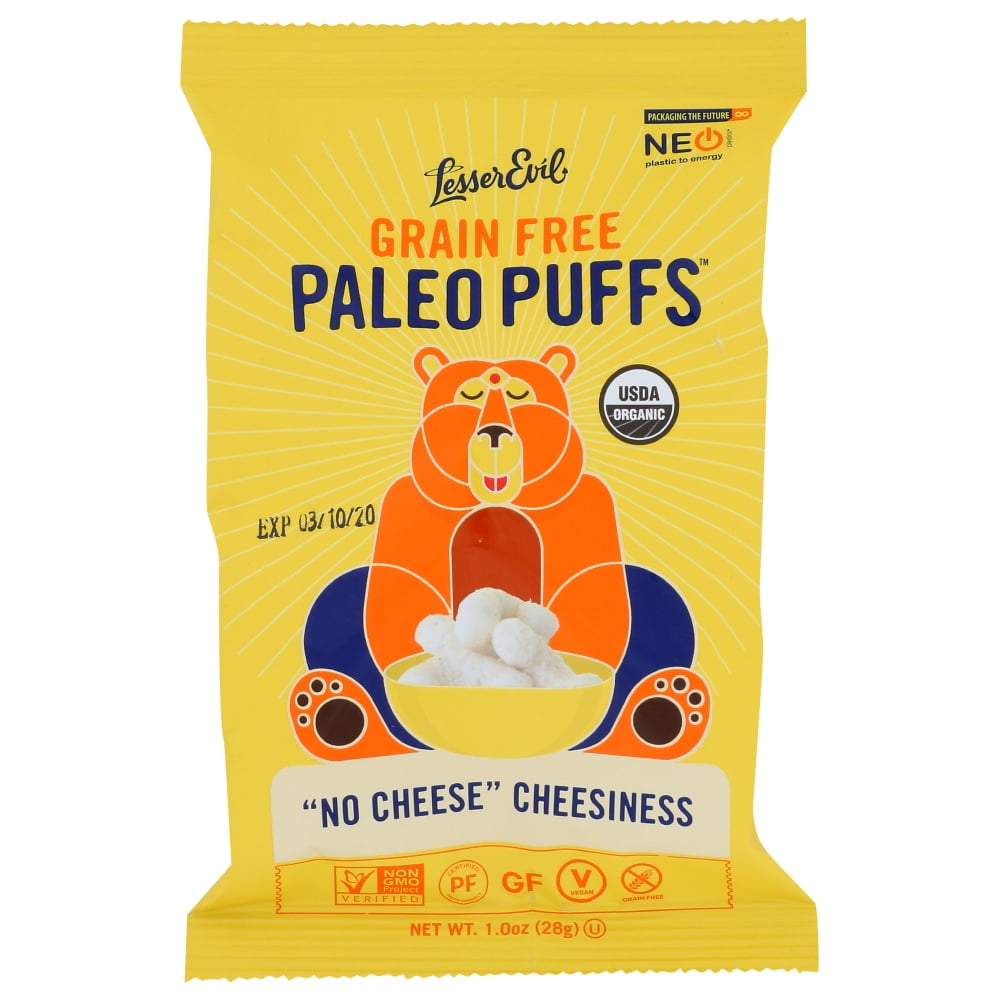 Lesser Evil , Paleo Puff No Cheesns, 1 Oz, Pack Of 24